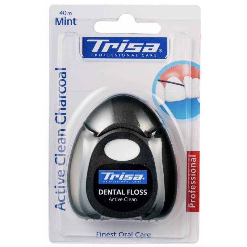 Trisa - Fil dentaire Active Clean Charcoal mint