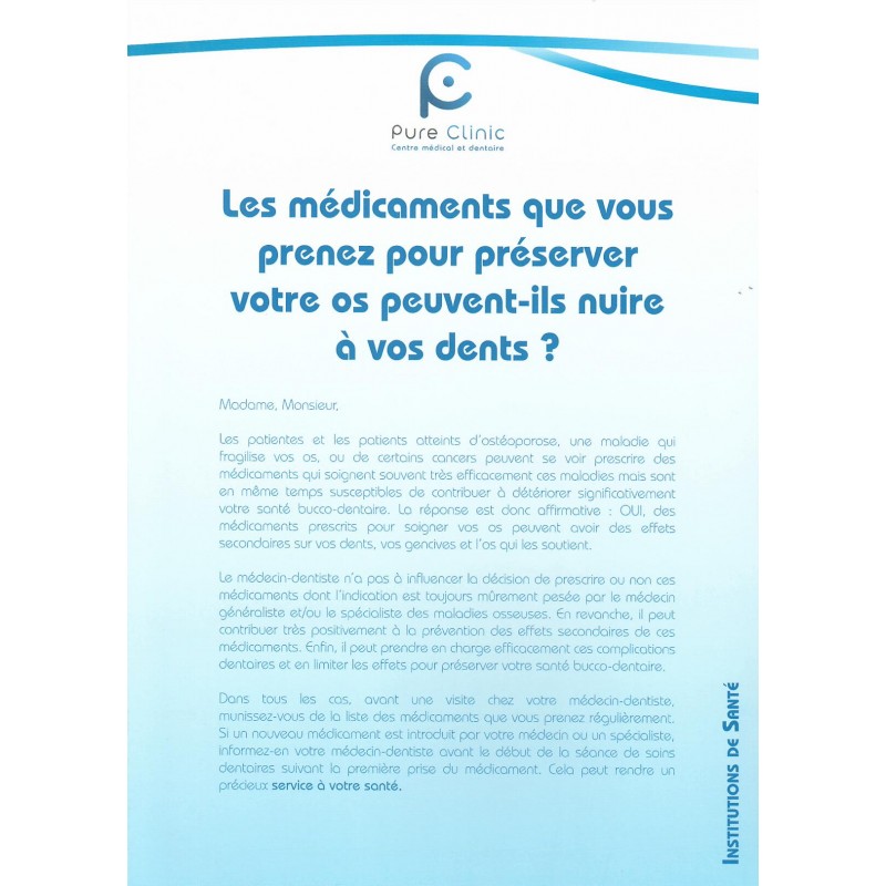 Les médicaments que vous prenez pour préserver votre os peuvent-ils nuire à vos dents ?